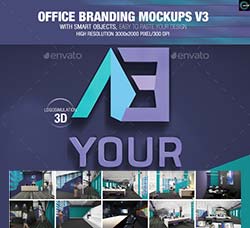 公司内部品牌展示模型：Office Branding Mockups V3